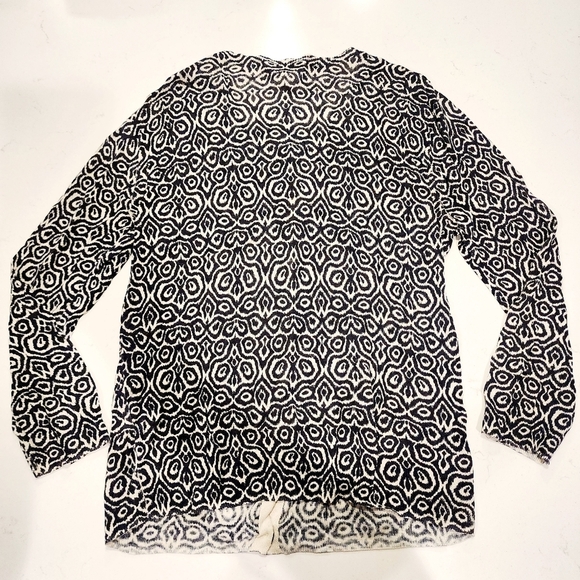 J. Crew Black White Patterned Women's Cardigan Women's Small S Linen Silk EUC - Picture 2 of 7